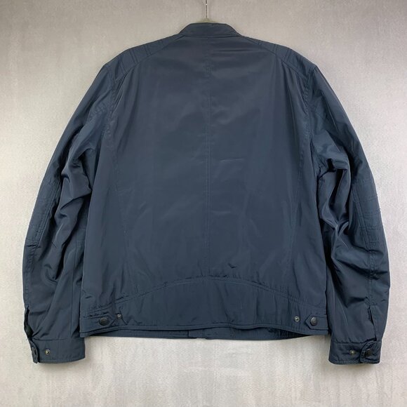 Lucky Brand Mens Bomber Jacket Large Navy Blue Full Zip Bonneville Spafford Moto - Picture 11 of 11